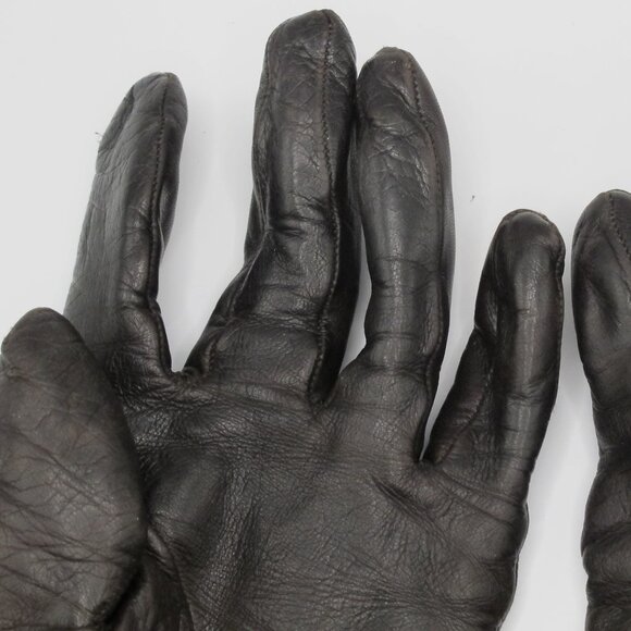 Neiman Marcus leather dark brown, cashmere lined, 7.5 ladies gloves - Picture 4 of 5